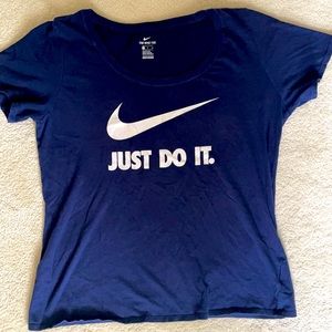 Nike navy blue Just Do It logo cotton short sleeve t-shirt Sz M